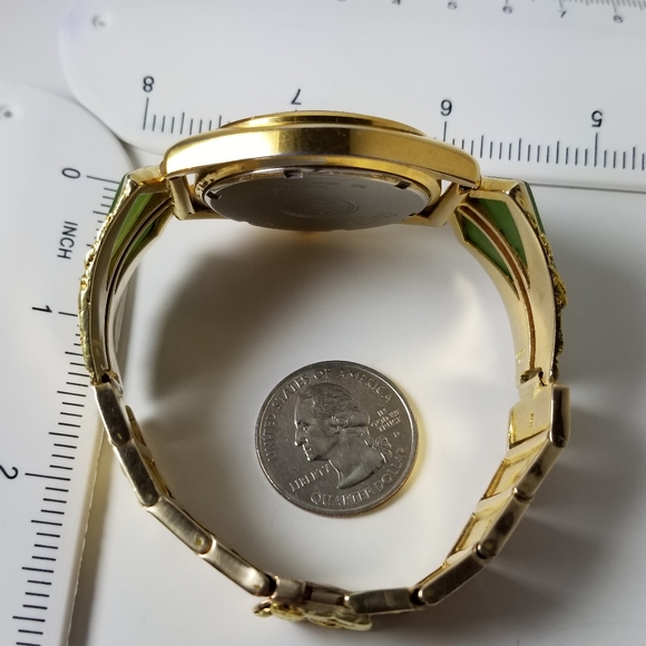 Gold nuggets and green jade men's watch Fresh Battery, Box - Picture 7 of 16